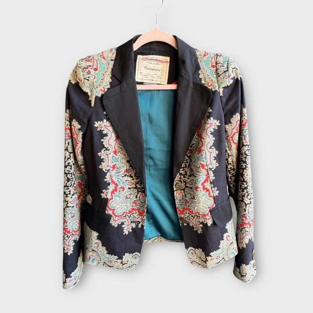 Anthropologie Cartonnier paisley print blazer jacket, size 4 - Picture 6 of 9